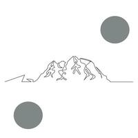 Mountain continuous single line outline vector art illustration