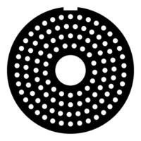 Grate for meat grinder plate mincer device for growing shallow of meat lattice sieve icon black color vector illustration image flat style