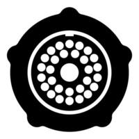 Grate for meat grinder plate mincer device for growing shallow of meat lattice with nut screw female screw pawl stop latch holder icon black color vector illustration image flat style