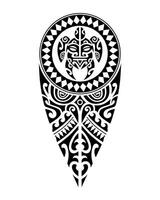 tattoo sketch maori style for leg or shoulder with turtle. Black and white. vector