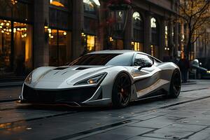 the supercar is parked on the street generative ai photo