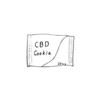 Edible marijuana cookie in a pack. Vector illustration Isolated on a white background. Weed edible cookie character.