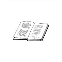 Open book sketch. Hand-drawn book in doodle style. Isolated vector illustration on a white background