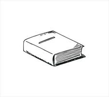 Hand-drawn book in doodle style. Isolated vector illustration on a white background.