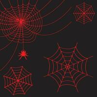 real Siniestro araña webs colgando en negro bandera vector