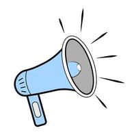 Megaphone on white background. Vector illustration in doodle style