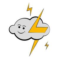 Cloud with yellow lightning on white background vector