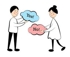 Yes or no. Man and woman on white background vector