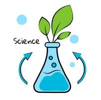 Plant in a flask on a white background. Science vector