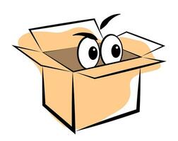 Box with eyes on white background vector