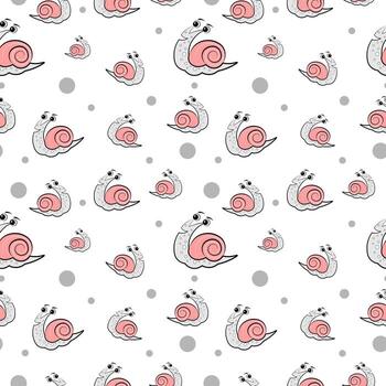 Seamless texture with snails on white background vector