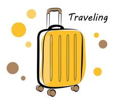 Yellow suitcase on white background vector