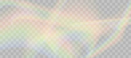 Blurred rainbow refraction overlay effect. Light lens prism effect. Holographic reflection, crystal flare leak shadow overlay. Vector abstract illustration.