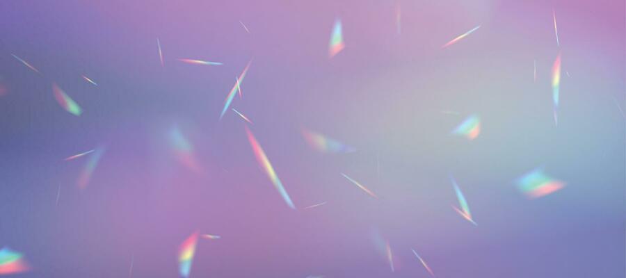 Blurred rainbow refraction overlay effect. Light lens prism effect on bright background. Holographic reflection, crystal flare leak shadow overlay. Vector abstract illustration.