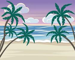 Landscape with palm trees and the sea vector