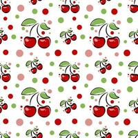 Seamless texture with cherries on white background vector