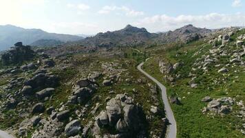 Aerial view of mountain serpentine road video