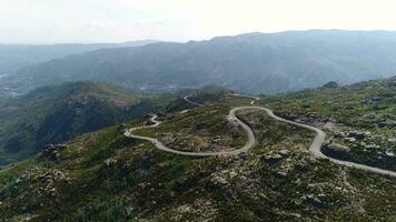 Aerial view of mountain serpentine road video