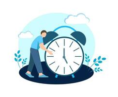 Sleepy man with a clock vector