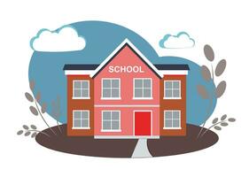 School building on white background vector