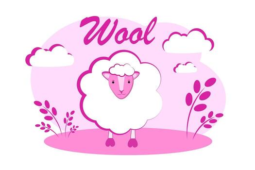 Sheep and clouds on a white background. vector