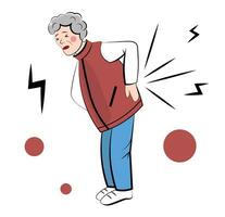 An elderly woman has back pain vector