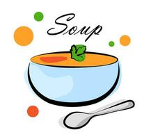 Bowl of soup on white background vector