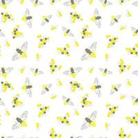 Seamless pattern with bees and honeycombs vector