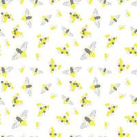 Seamless pattern with bees and honeycombs vector