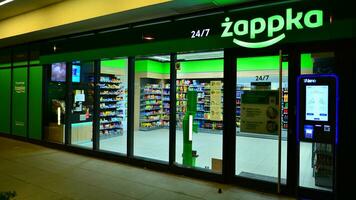 Warsaw, Poland. 12 June 2022. Autonomous Zappka Nano store supported by artificial intelligence. An innovative concept that allows you to quickly shop without cashiers, queues or cash. photo