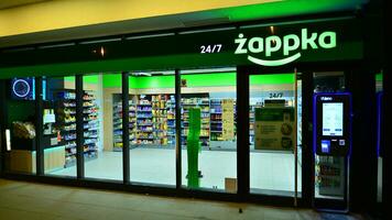 Warsaw, Poland. 12 June 2022. Autonomous Zappka Nano store supported by artificial intelligence. An innovative concept that allows you to quickly shop without cashiers, queues or cash. photo