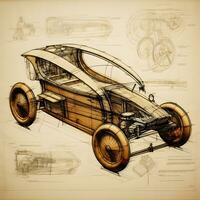 Leonardo's Vision Electric Car Project   generative ai photo