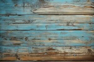 Timeber blue wooden vintage texture and background copy space. Generative ai. photo