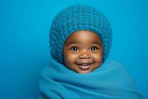 Ai generated studio portrait of cute little baby kid of different nationalities on different colors background photo