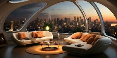 Futuristic room design of the apartment houseGenerated by Artificial Intelligence photo