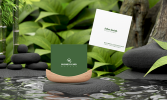 Branding square business card Mockup nature style psd