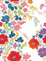 seamless floral pattern, waterpainted watercolor retro styled flowers, ai generative photo