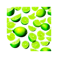 Flying fresh limes and lime slices background seamless pattern Generative Ai png