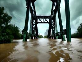 bridge over the river in the city of the most polluted river photo