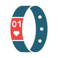 Fitness Bracelet Vector Glyph Two Color Icon For Personal And Commercial Use.