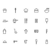 Set of Simple Cooking Tools Vector Line Icons. Contains icons of Pan, Chef Hat, Kitchen Knife etc. You can edit strokes. 36x36 pixel perfect