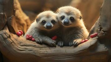 photo of heart-melting two Sloths with an emphasis on expression of love. Generative AI