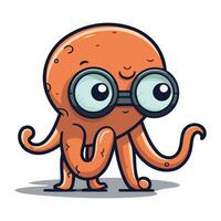 Funny octopus character vector illustration. Cute cartoon octopus.