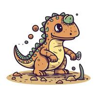 Cute cartoon dinosaur. Vector illustration isolated on a white background.