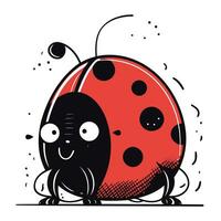 Ladybug. Cute cartoon character. Vector illustration isolated on white background.