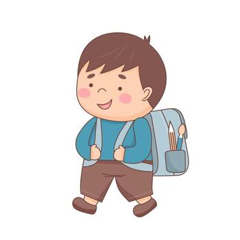 colegial con mochila vector