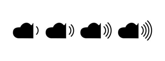 Icons that increase and decrease the sound. audio cloud icon,wifi cloud. Set of sound icons with different signal levels. vector