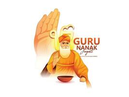 Guru nanak jayanti Gurpurab, also known as Guru Nanak's Prakash Utsav and Guru Nanak Jayanti, English meaning celebrates the birth of the first Sikh Guru vector