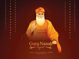 Guru nanak jayanti Gurpurab, also known as Guru Nanak's Prakash Utsav and Guru Nanak Jayanti, English meaning celebrates the birth of the first Sikh Guru vector