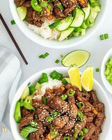 AI Generated free photo Tasty rice beef carrot greens